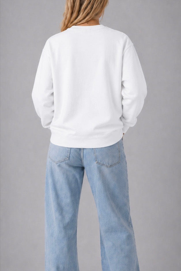 Pull oversized blanc