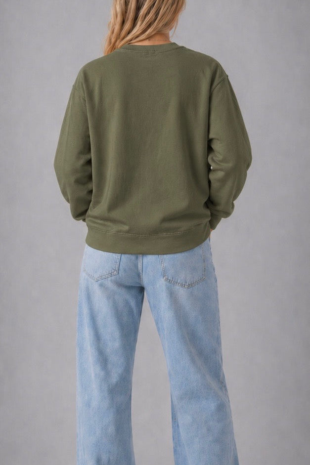 Pull oversized vert olive