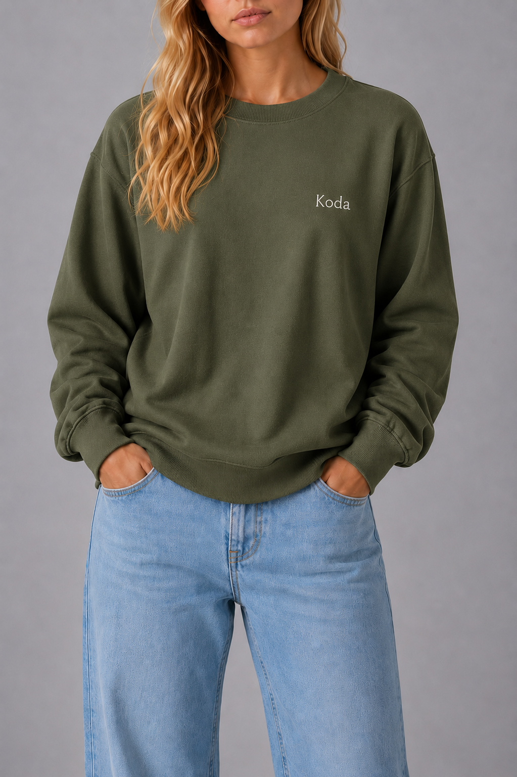 Pull oversized vert olive